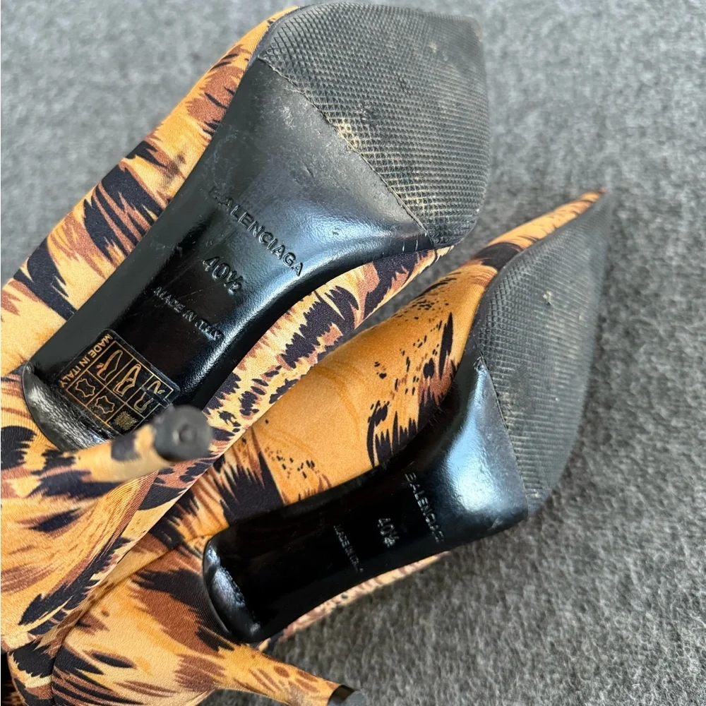 Balenciaga Neoprene Animal Print Mid-Calf Boots - Picture 6 of 7